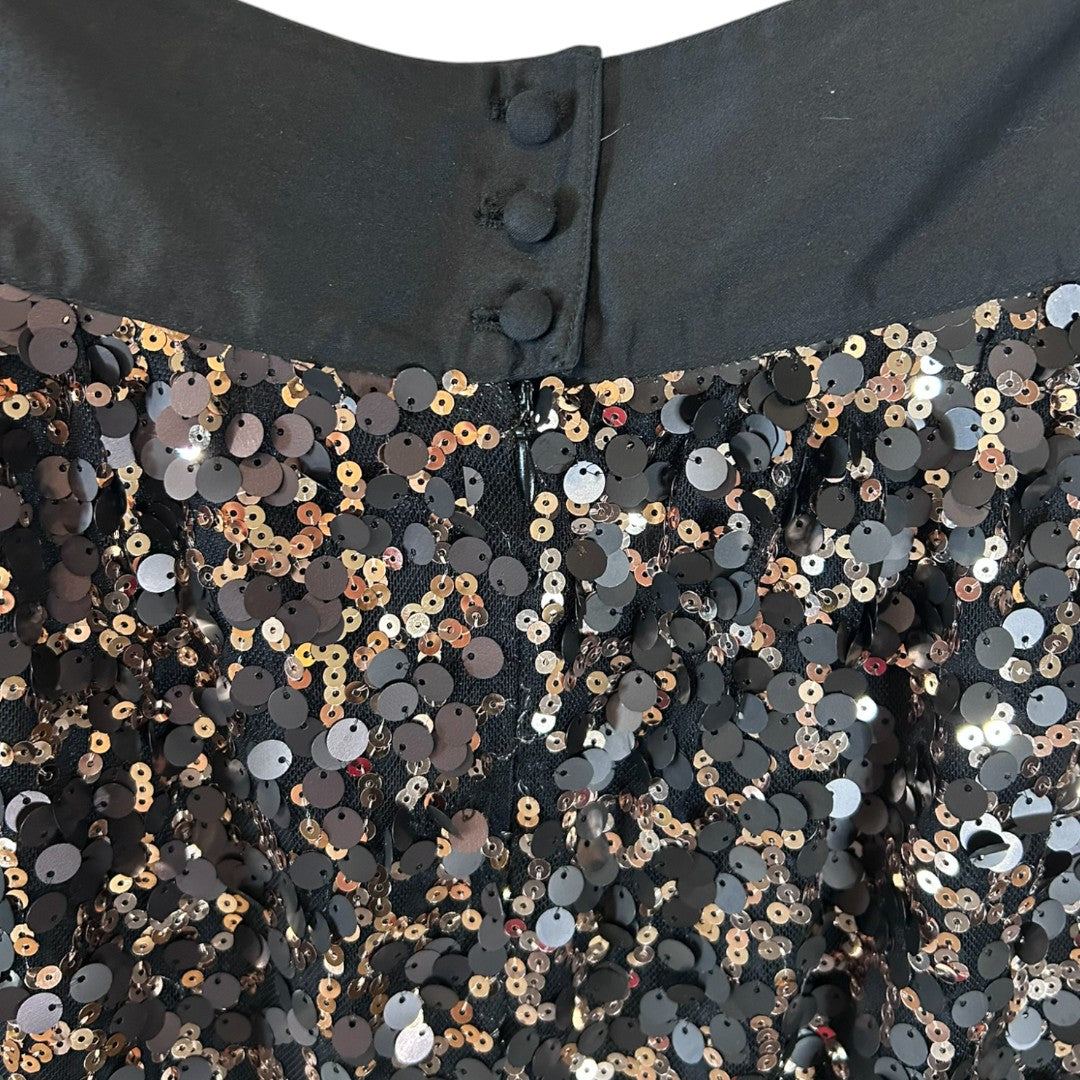 MM Couture Black & Rose Gold Sequin Mini Skirt Party Cocktail Evening