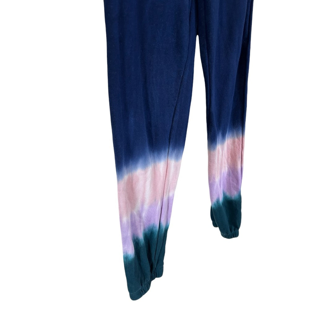 Wildfox Tie Dye Jogger Sweatpants Navy Pink Purple Casual Lounge Pants