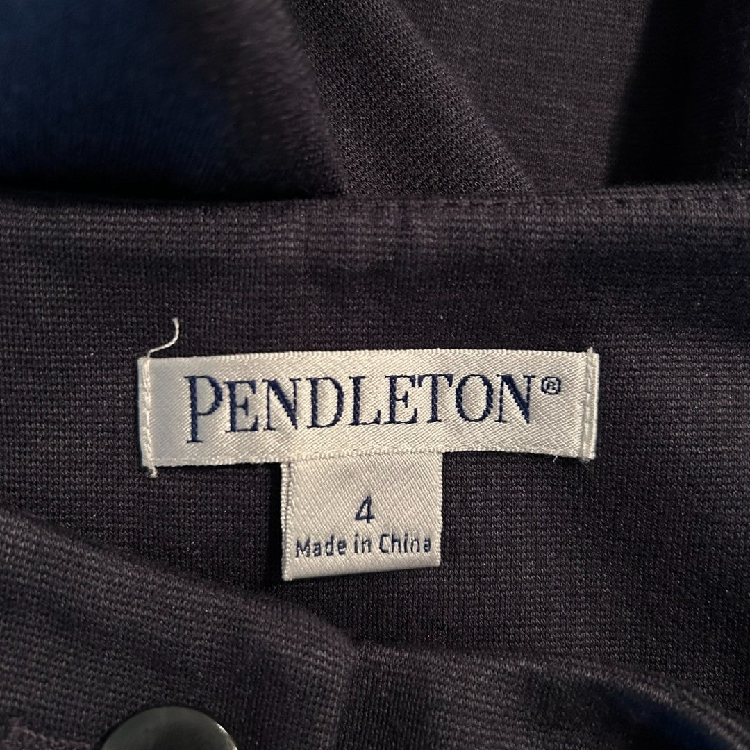 Pendleton Navy Blue Professional Dress Pants with Button Detail