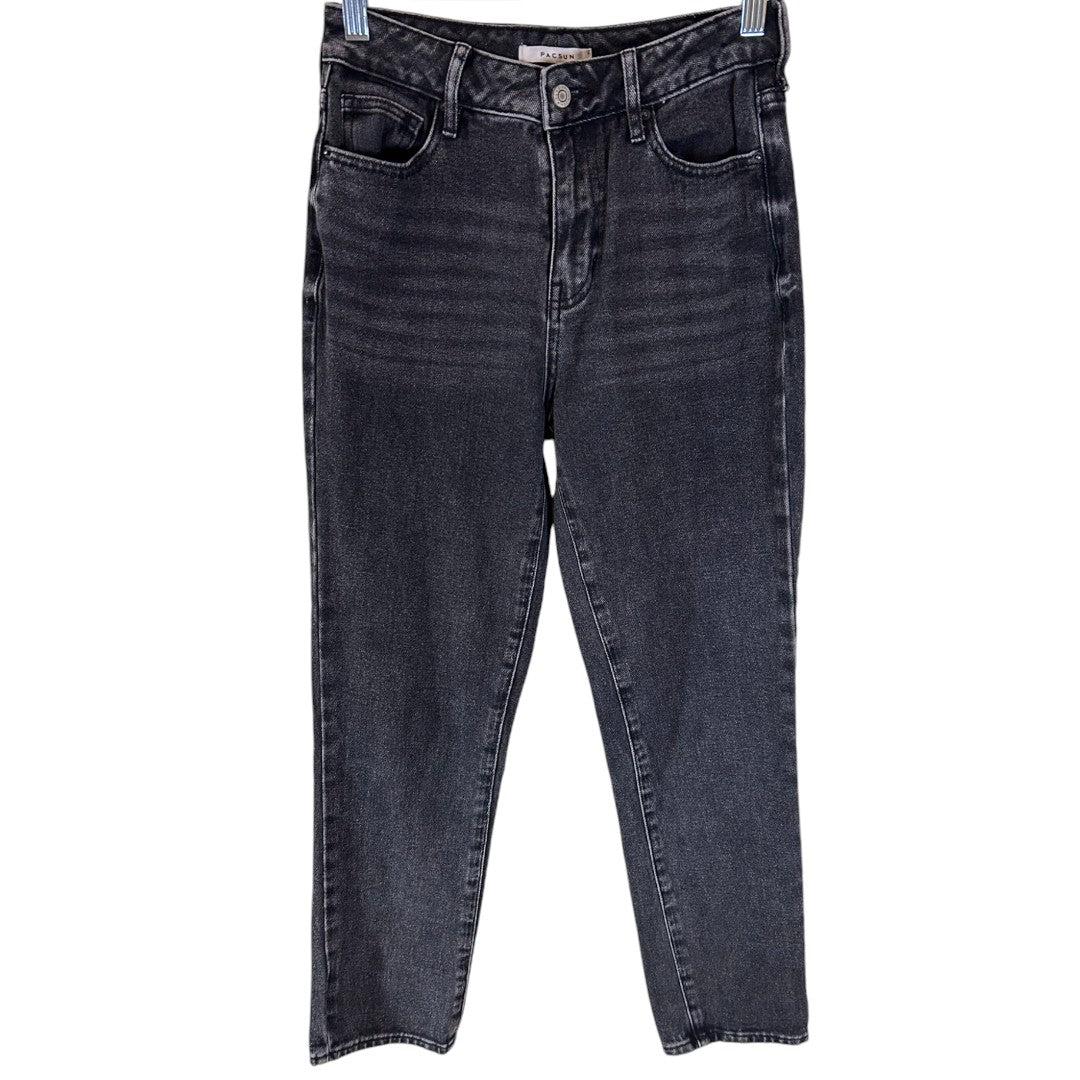 PacSun High Rise Mom Jeans Washed Black Denim Classic Fit