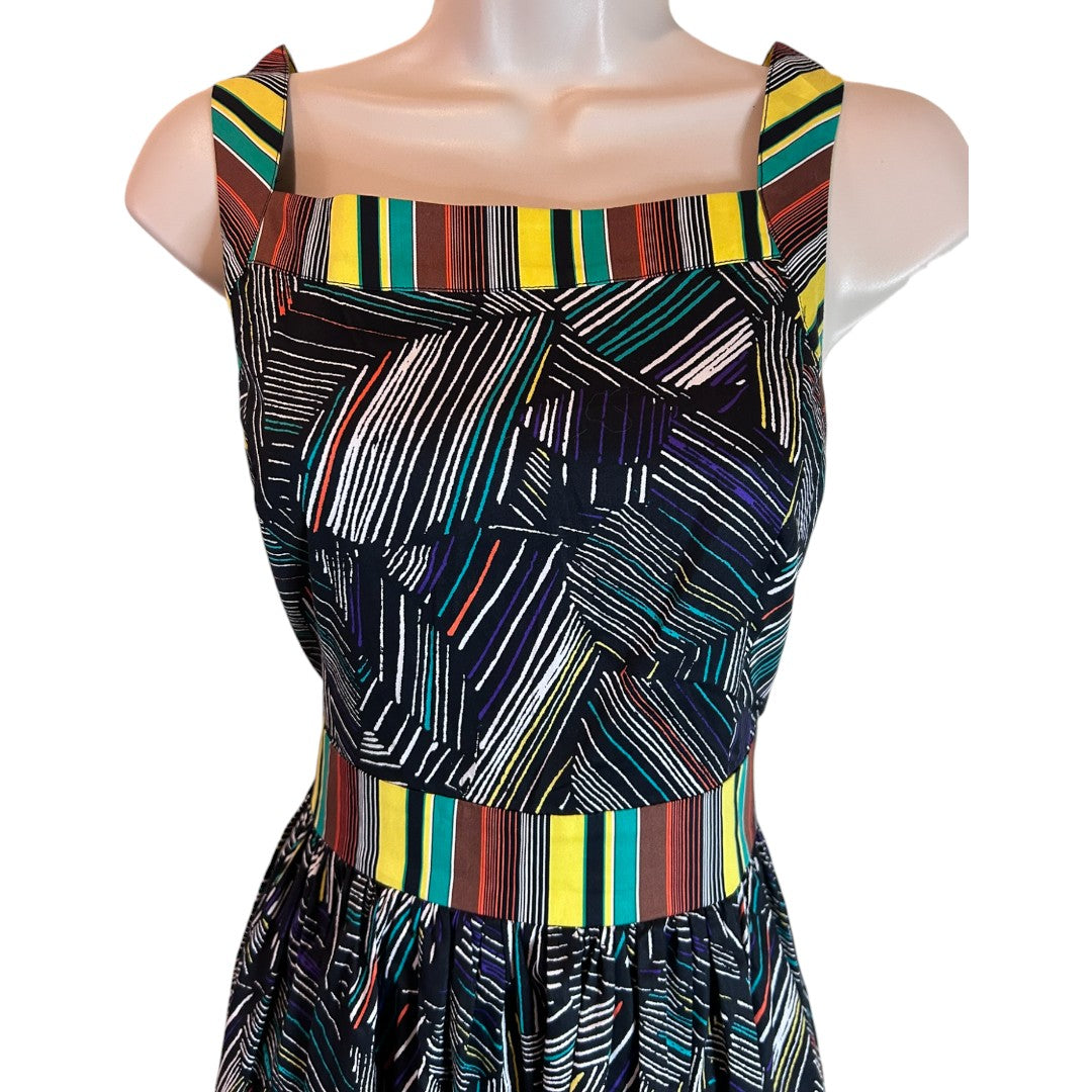 Duro Olowu for JCP Geometric Print Striped Waist Cotton Sundress