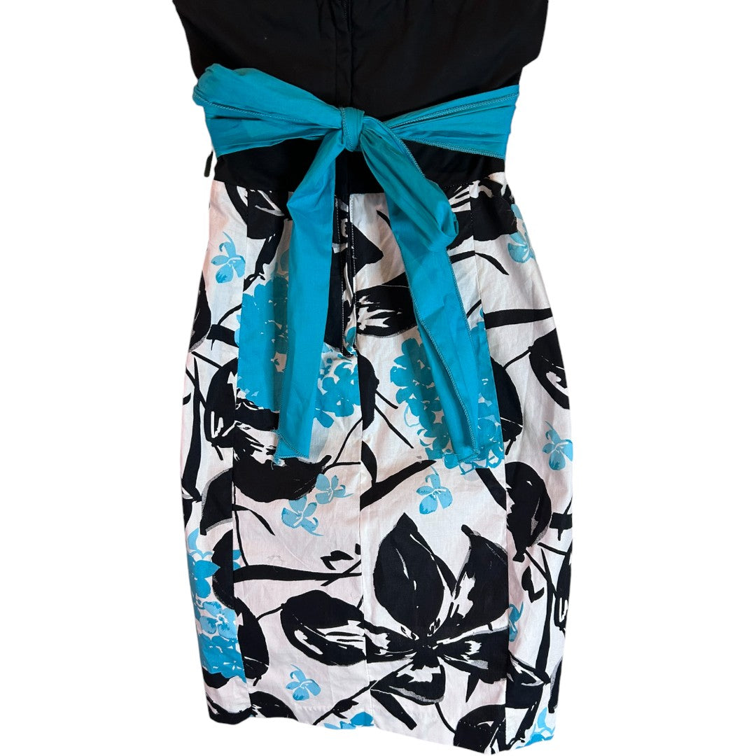 Speechless Floral Halter Cocktail Dress with Turquoise Sash