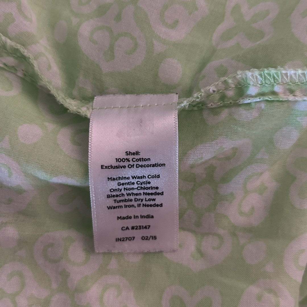 Talbots Green Floral Print Button Down Cotton Shirt Plus