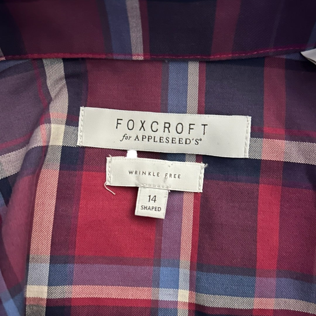 Foxcroft for Appleseed's Burgundy Plaid Button Down Shirt Wrinkle Free