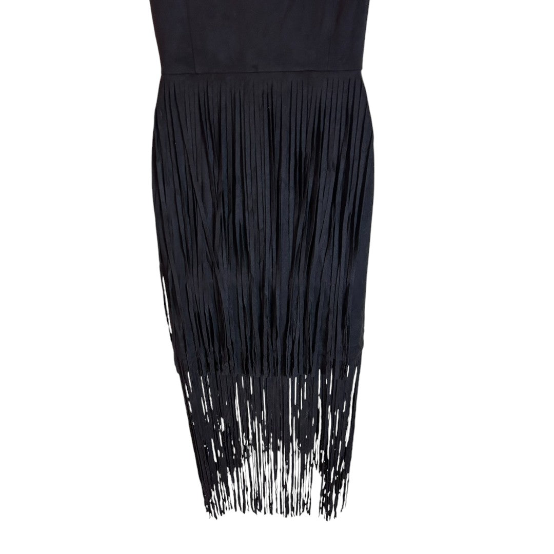 Reverof Black Fringe Western Flapper Dress Corset Style V-Neck Party