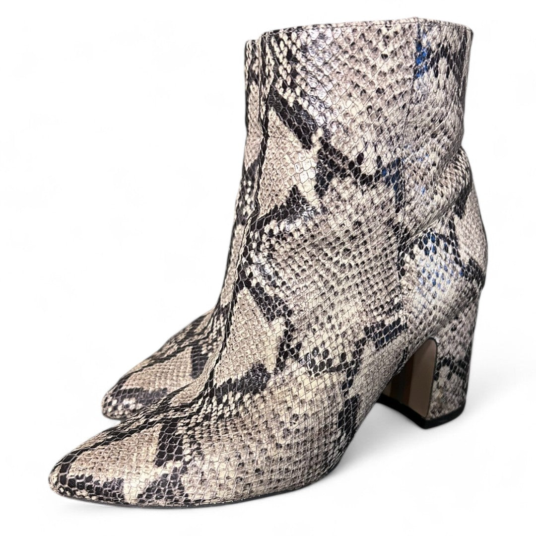 Sam Edelman Hilty Snake Skin Ankle Boot Block Heel Pointed Toe