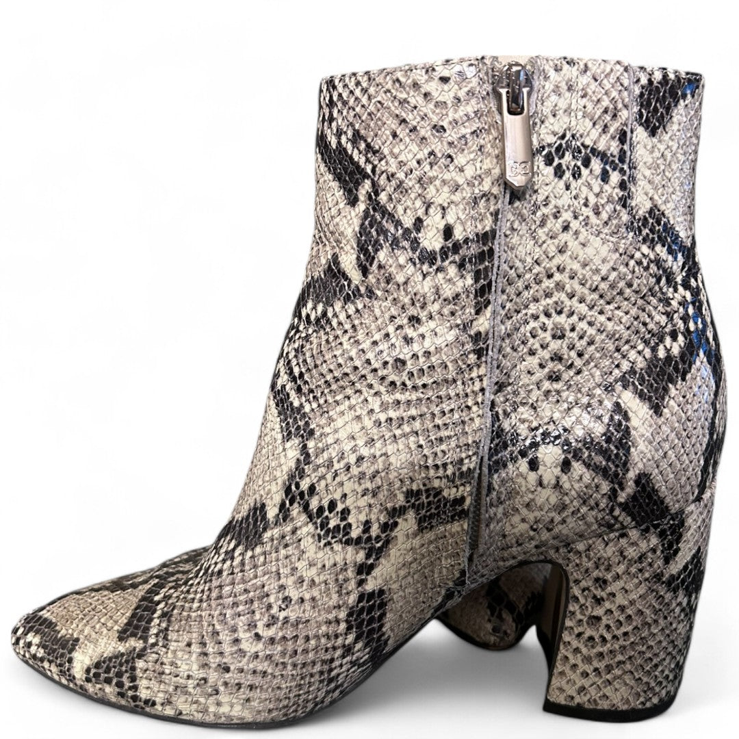 Sam Edelman Hilty Snake Skin Ankle Boot Block Heel Pointed Toe