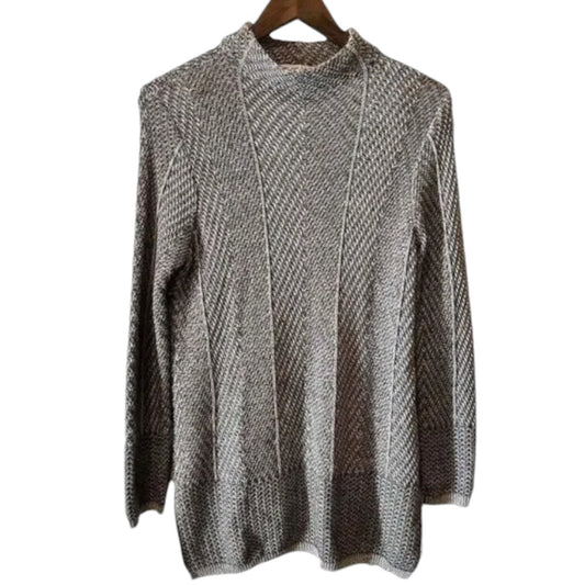 Eight Eight Eight Mock Neck Gray Marble Thread Sweater