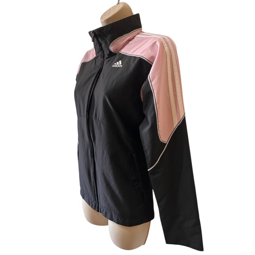 Adidas Track Jacket Full Zip Running Lightweight Pink Gray - Haute Poppy