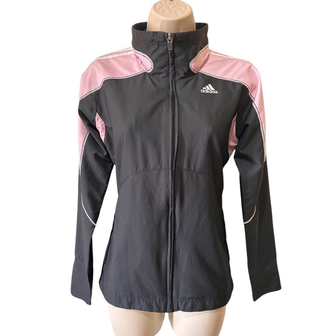 Adidas Track Jacket Full Zip Running Lightweight Pink Gray - Haute Poppy