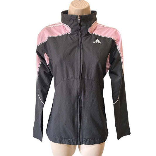Adidas Track Jacket Full Zip Running Lightweight Pink Gray - Haute Poppy