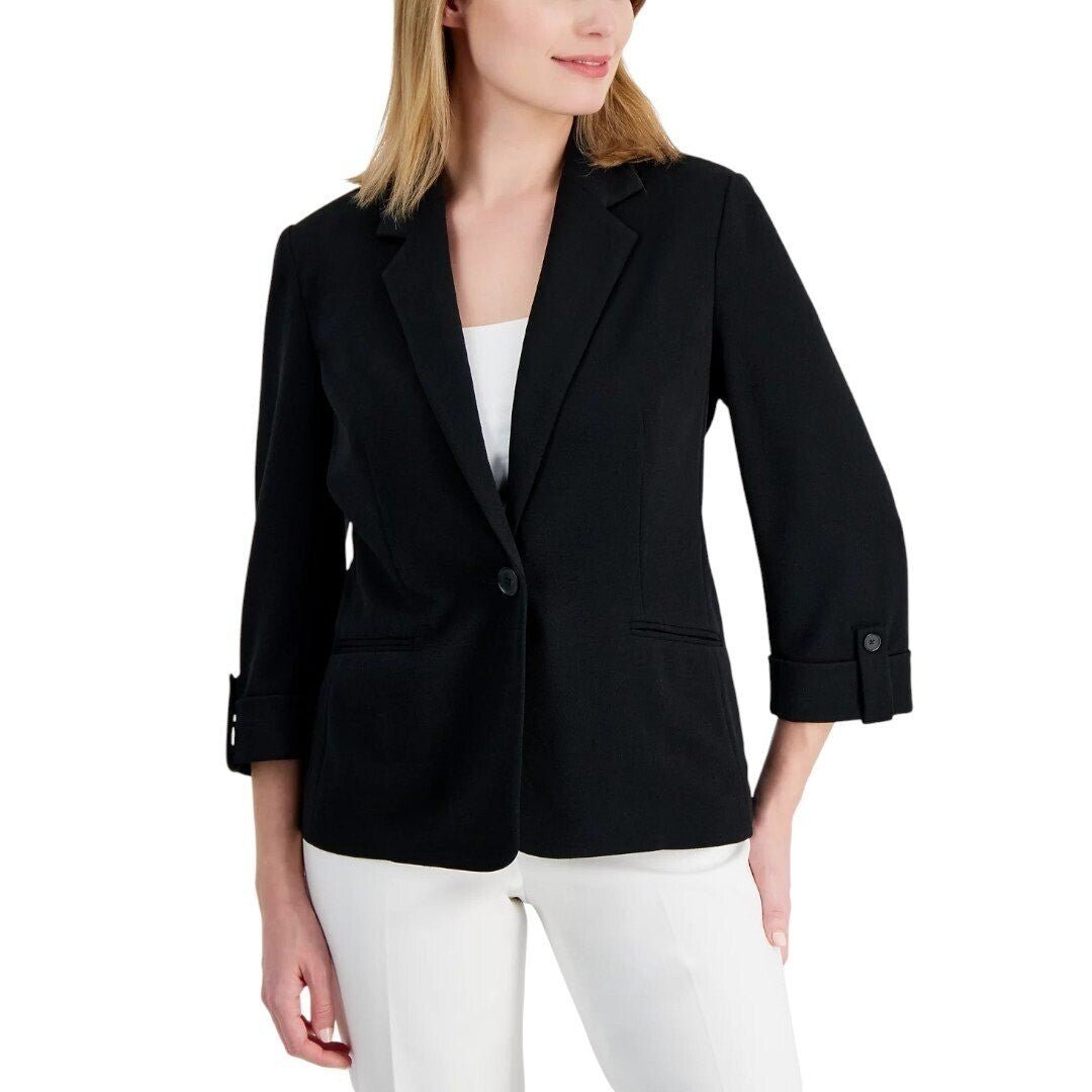 AK Anne Klein Petite 3/4 - Sleeve One - Button Blazer - Haute Poppy