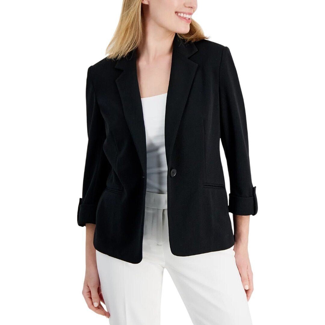 AK Anne Klein Petite 3/4 - Sleeve One - Button Blazer - Haute Poppy