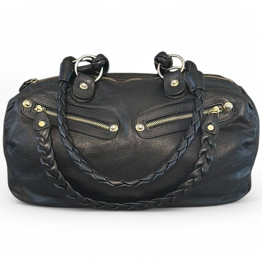 Aleya New York RARE Large Black Leather Shoulder Bag 90s/Y2K - Haute Poppy
