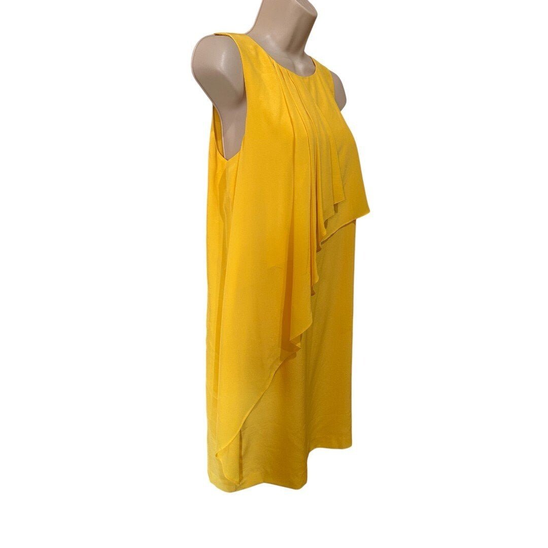 Ali Ro Yellow Silk Dress Sleeveless Party Cocktail Ruffle - Haute Poppy