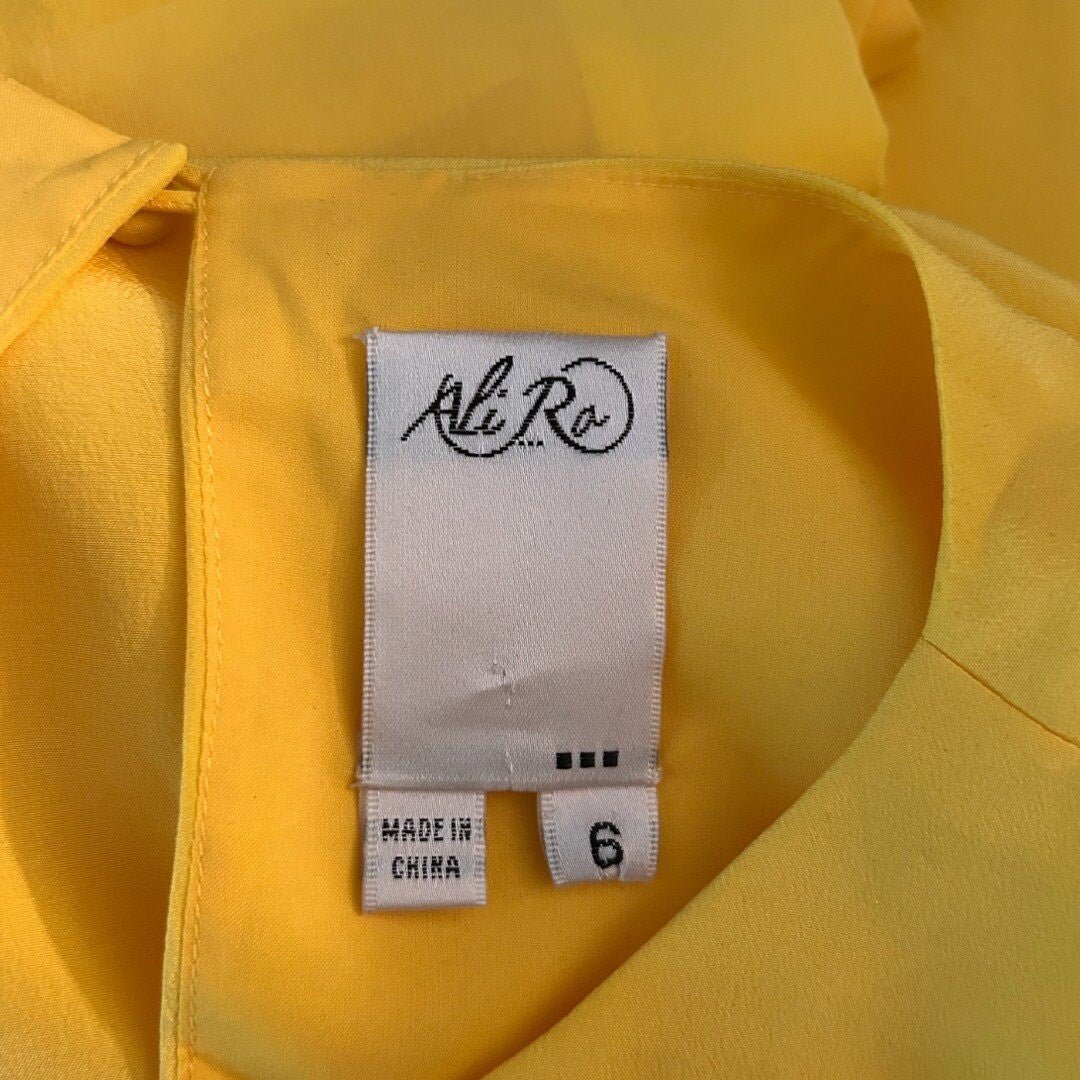 Ali Ro Yellow Silk Dress Sleeveless Party Cocktail Ruffle - Haute Poppy