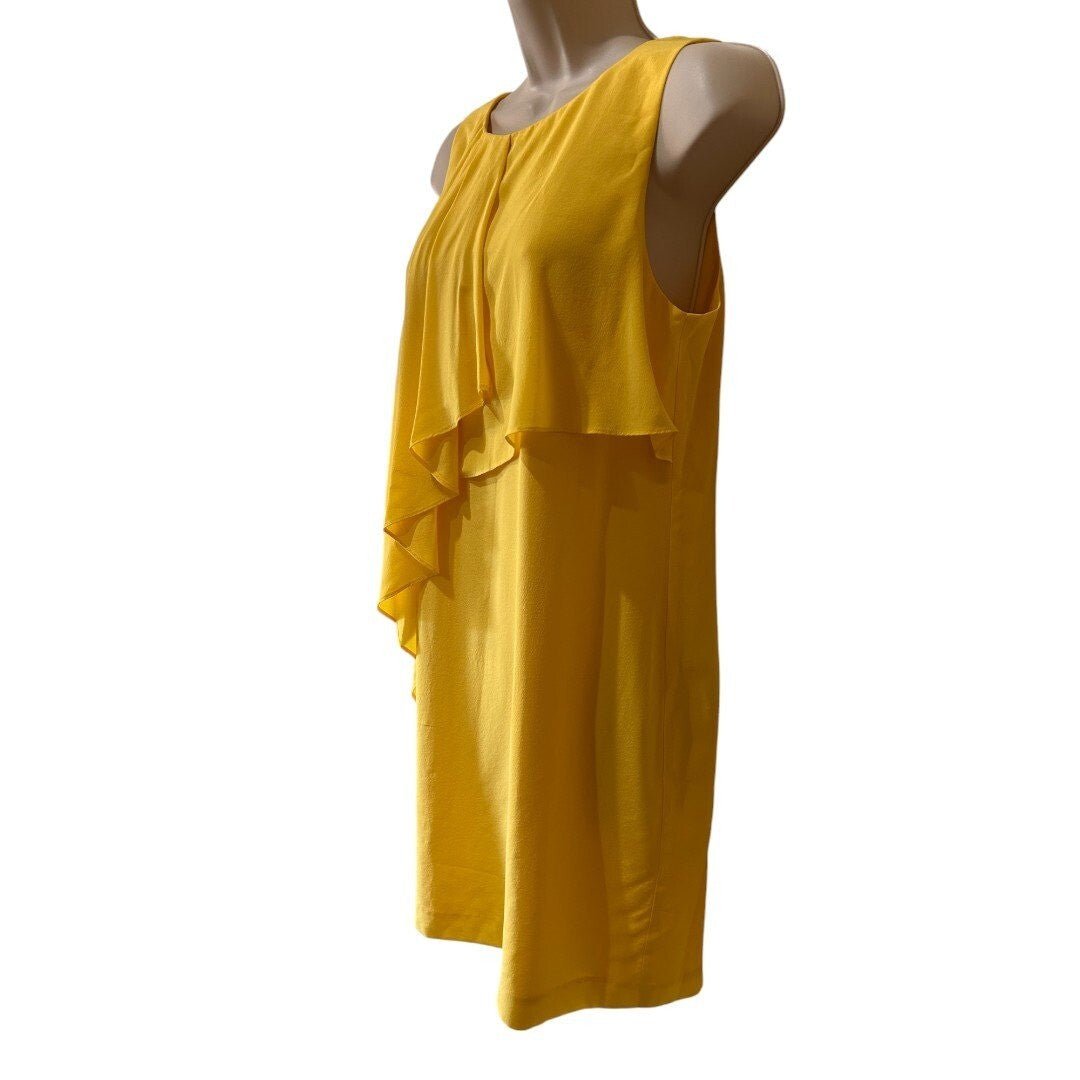 Ali Ro Yellow Silk Dress Sleeveless Party Cocktail Ruffle - Haute Poppy