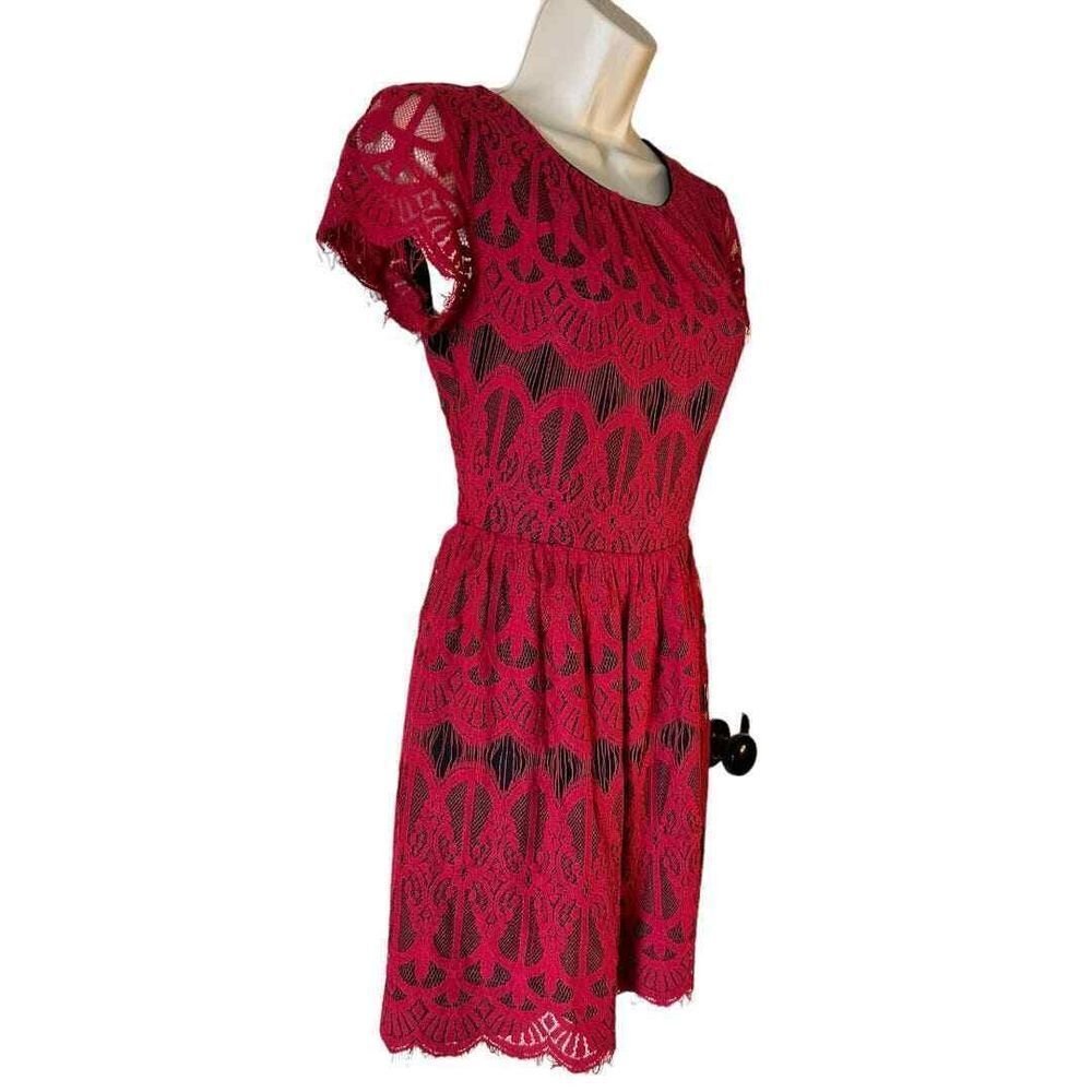 Altar'd State Burgundy Lace Dress - Haute Poppy