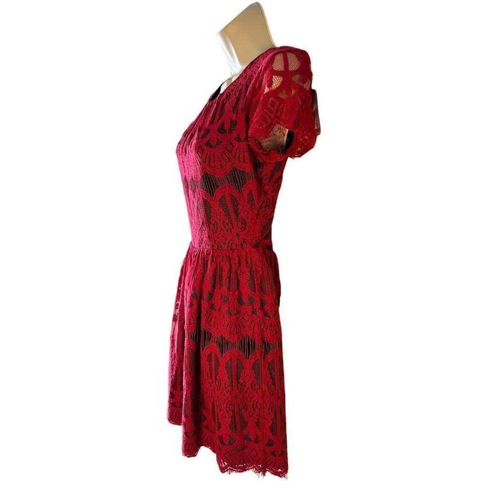 Altar'd State Burgundy Lace Dress - Haute Poppy