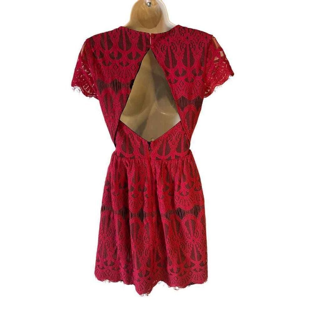 Altar'd State Burgundy Lace Dress - Haute Poppy