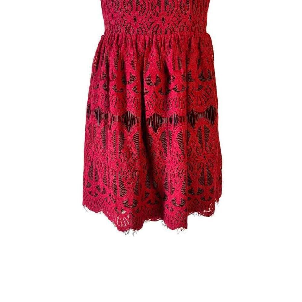 Altar'd State Burgundy Lace Dress - Haute Poppy