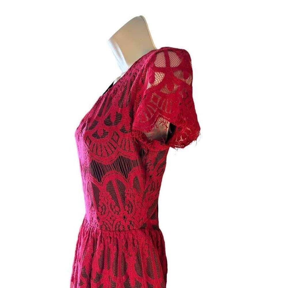 Altar'd State Burgundy Lace Dress - Haute Poppy