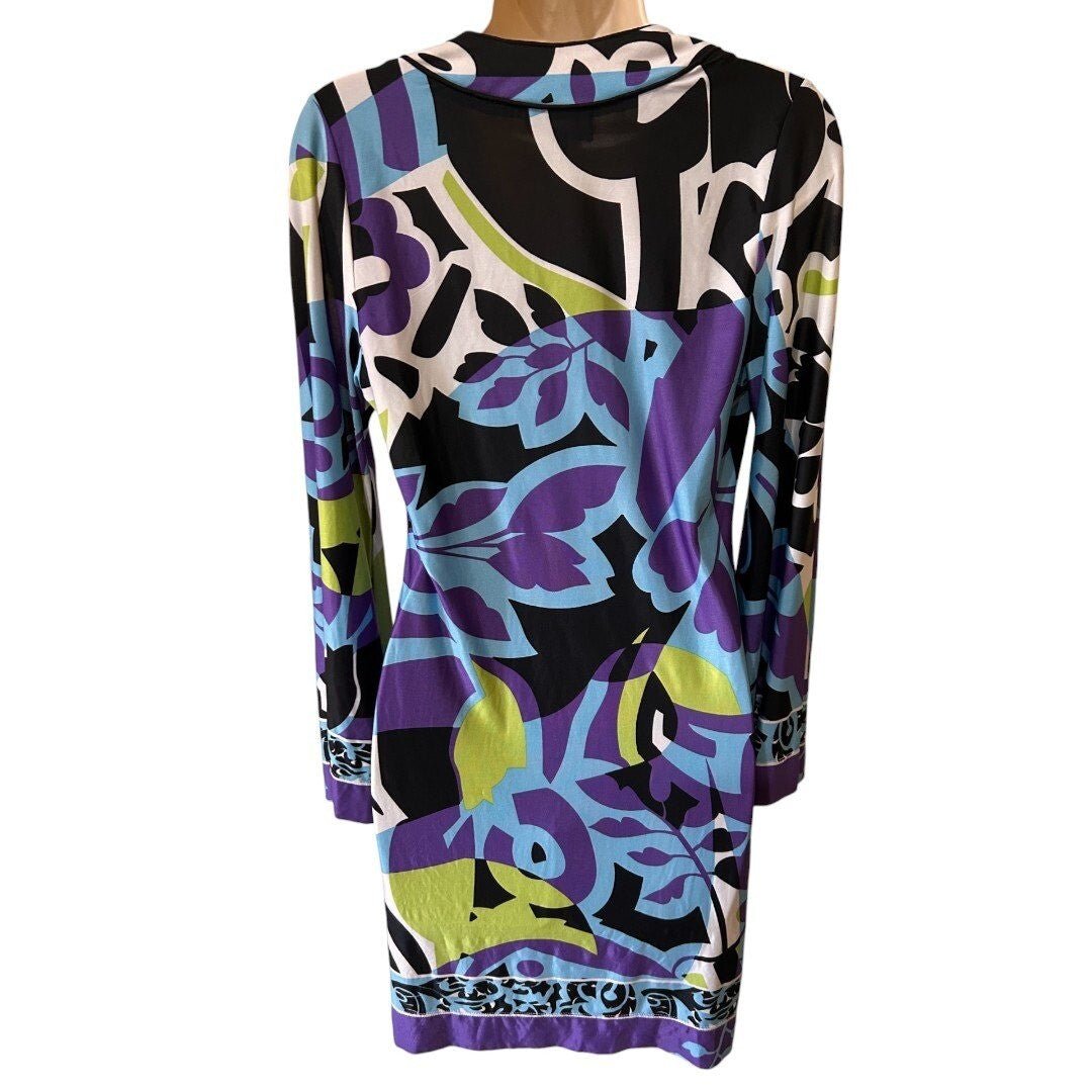 Analili Print Dress Lace Up V Neck Long Sleeve Multicolor Dress - Haute Poppy