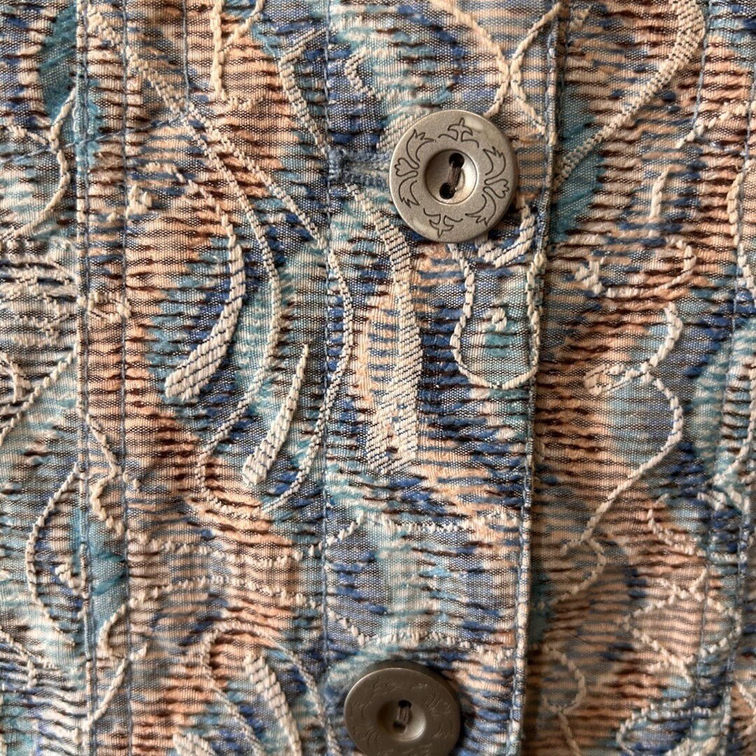 Analogy Button - Up Shirt Jacket Abstract Print Long Sleeve Top - Haute Poppy