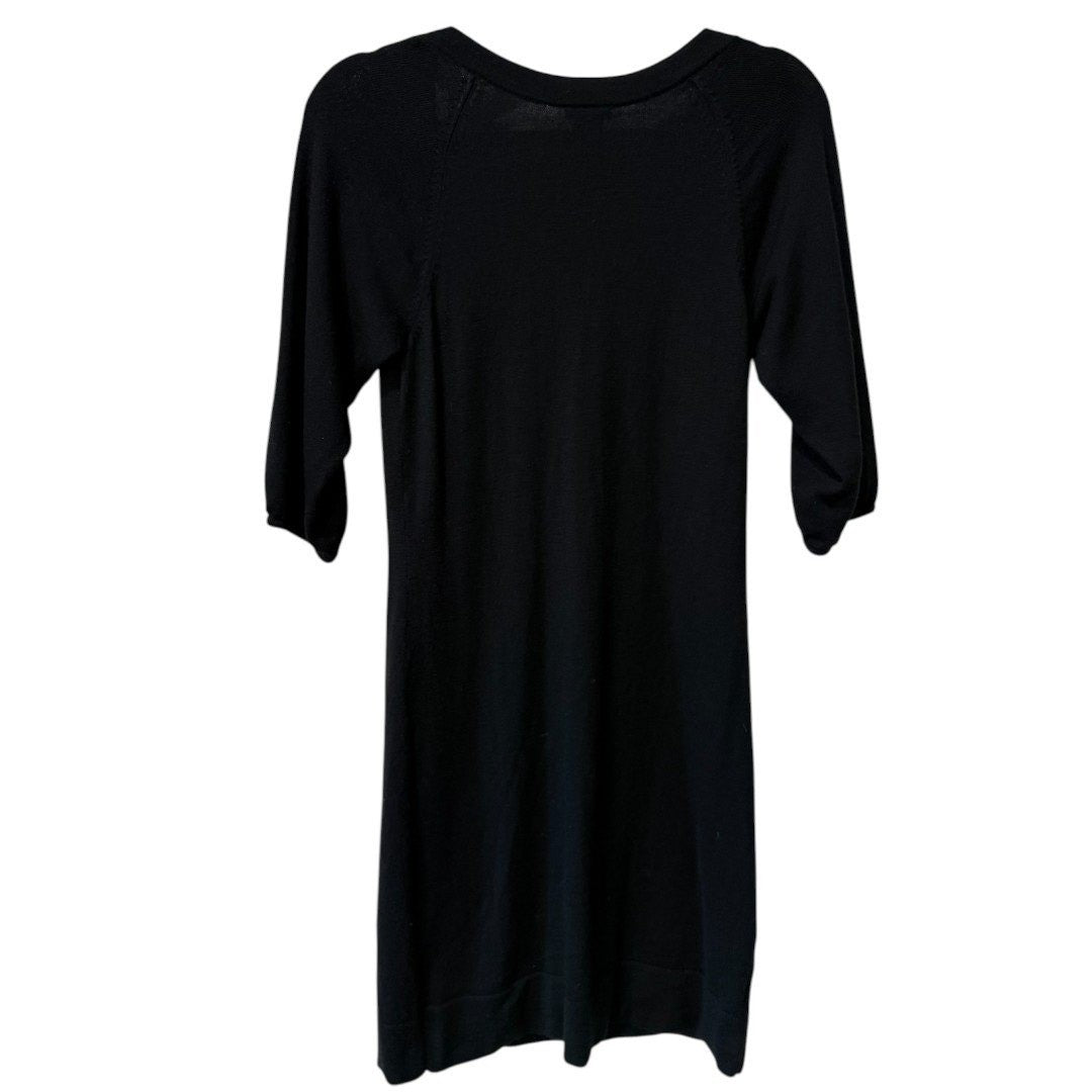 Ann Taylor Knit Sweater Dress Black Scoop Neck 3/4 Sleeve - Haute Poppy