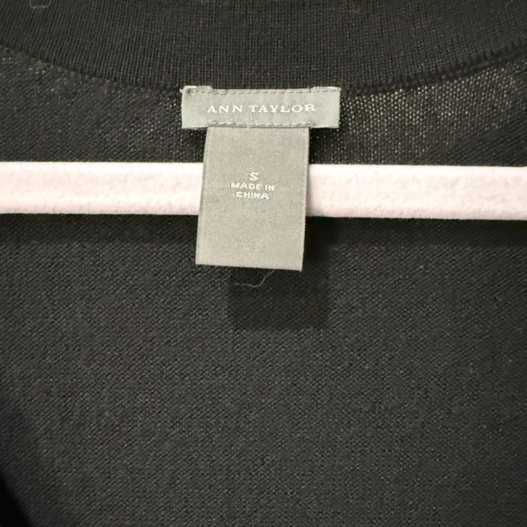 Ann Taylor Knit Sweater Dress Black Scoop Neck 3/4 Sleeve - Haute Poppy