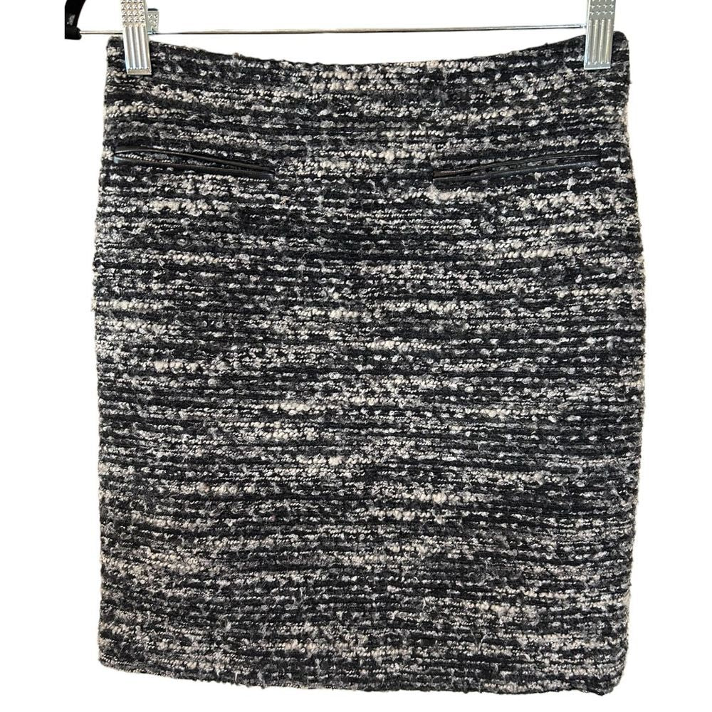 Ann Taylor Petite Tweed Pencil Skirt Black White Professional Office Wear - Haute Poppy
