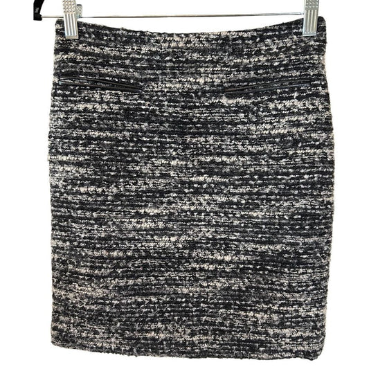 Ann Taylor Petite Tweed Pencil Skirt Black White Professional Office Wear - Haute Poppy