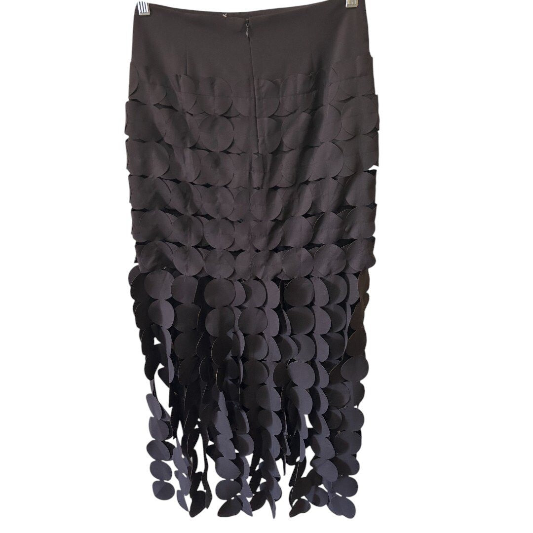 AQUA Bloomingdale's Exclusive Circle Fringe Skirt Party Cocktail Black - Haute Poppy