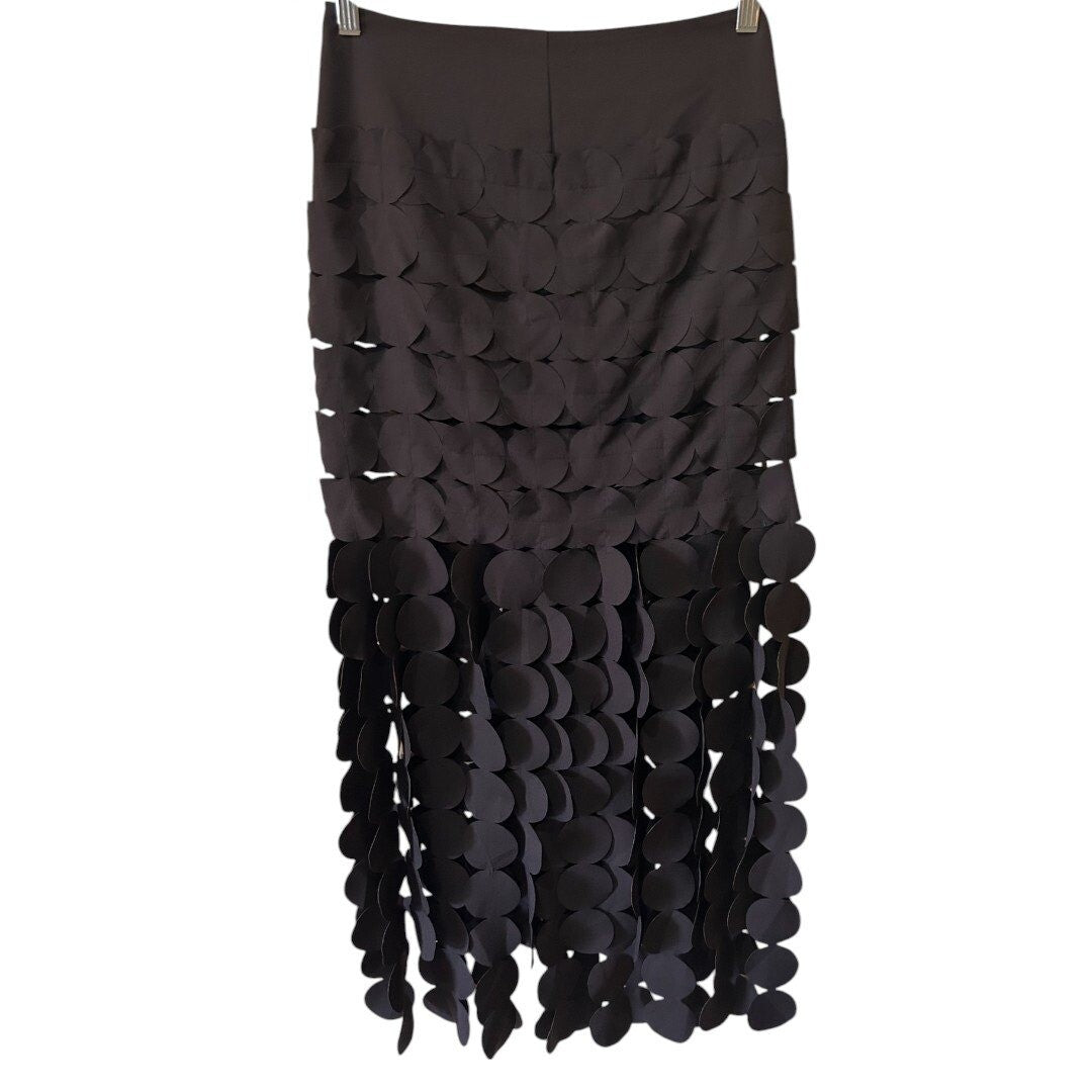 AQUA Bloomingdale's Exclusive Circle Fringe Skirt Party Cocktail Black - Haute Poppy