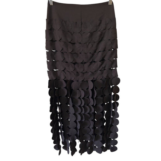 AQUA Bloomingdale's Exclusive Circle Fringe Skirt Party Cocktail Black - Haute Poppy