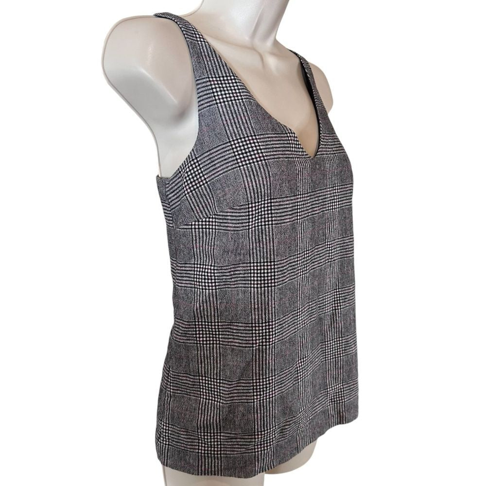 Banana Republic Plaid V - Neck Tank Top Sleeveless - Haute Poppy