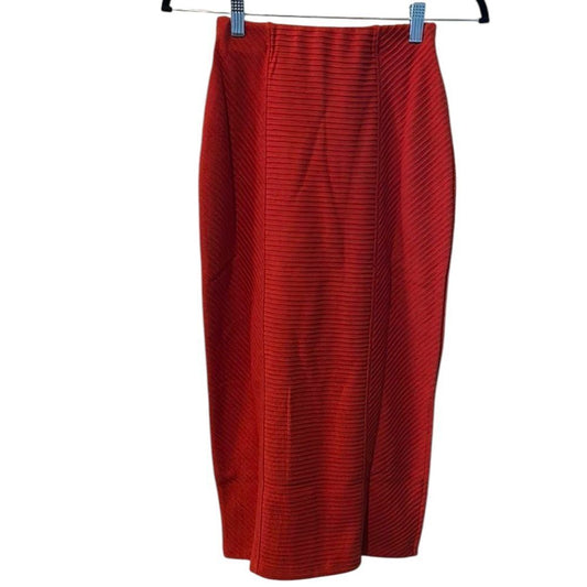 Band of the Free Ribbed Knit Orange Midi Skirt - Haute Poppy