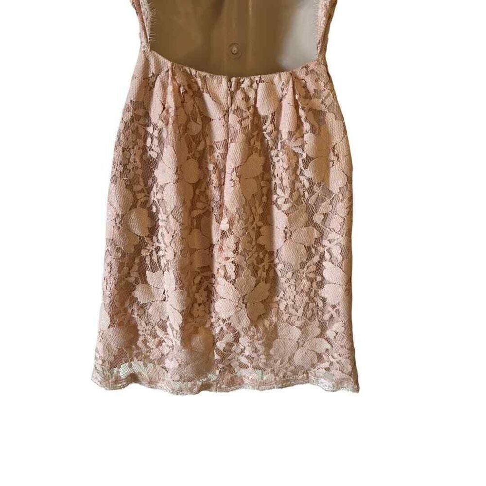 BCBGeneration Blush Floral Lace Overlay Open Back Dress - Haute Poppy