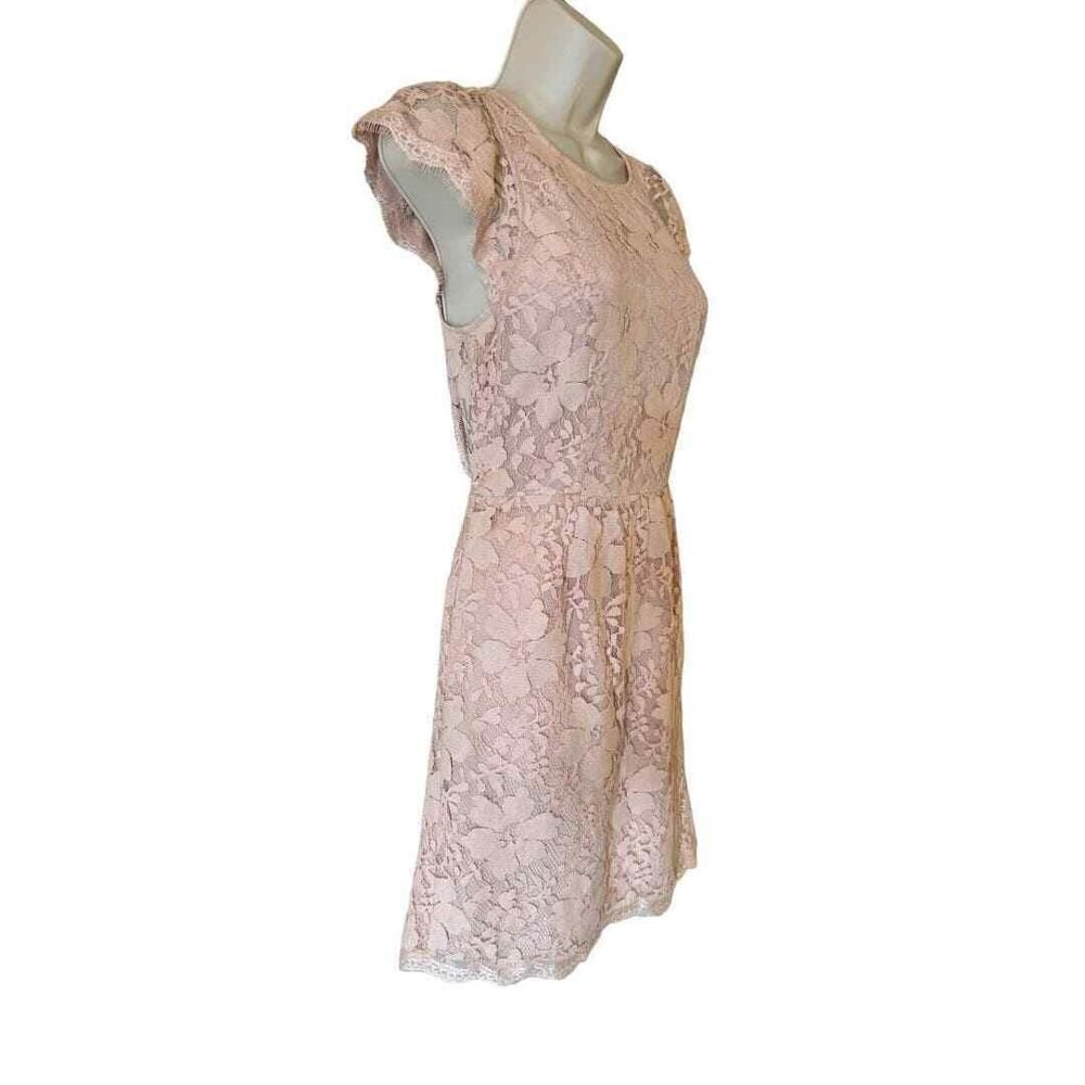 BCBGeneration Blush Floral Lace Overlay Open Back Dress - Haute Poppy