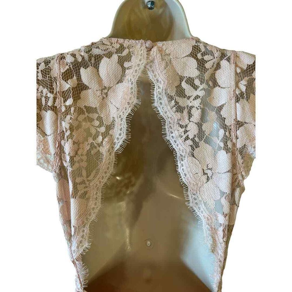 BCBGeneration Blush Floral Lace Overlay Open Back Dress - Haute Poppy