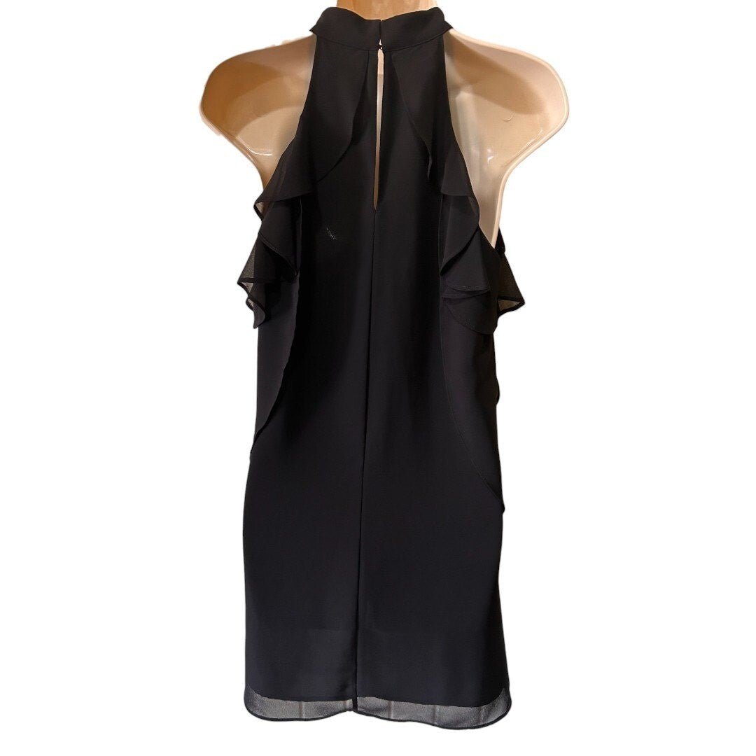 BCBGeneration Ruffle Top Keyhole Sleeveless Dress Black - Haute Poppy