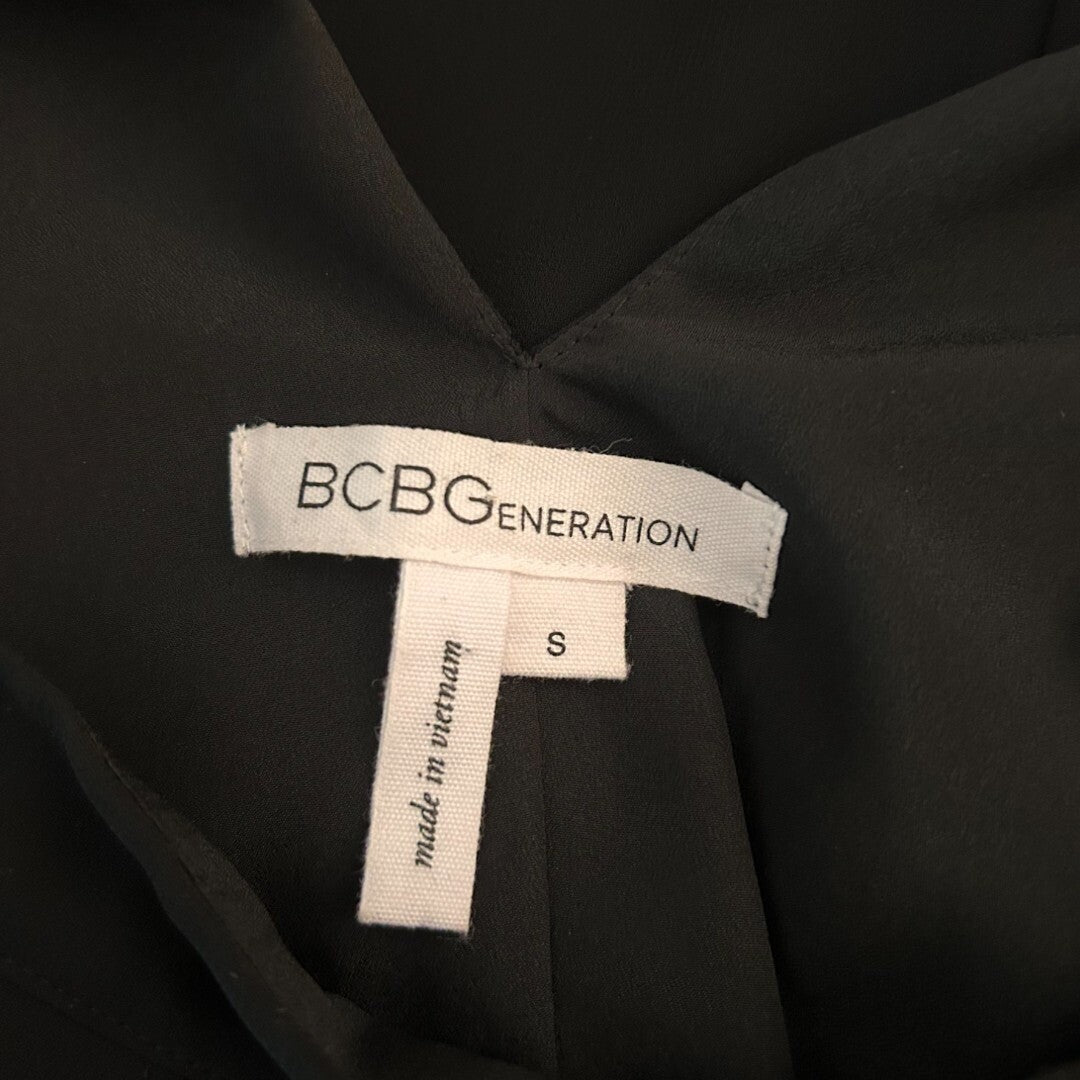 BCBGeneration Ruffle Top Keyhole Sleeveless Dress Black - Haute Poppy