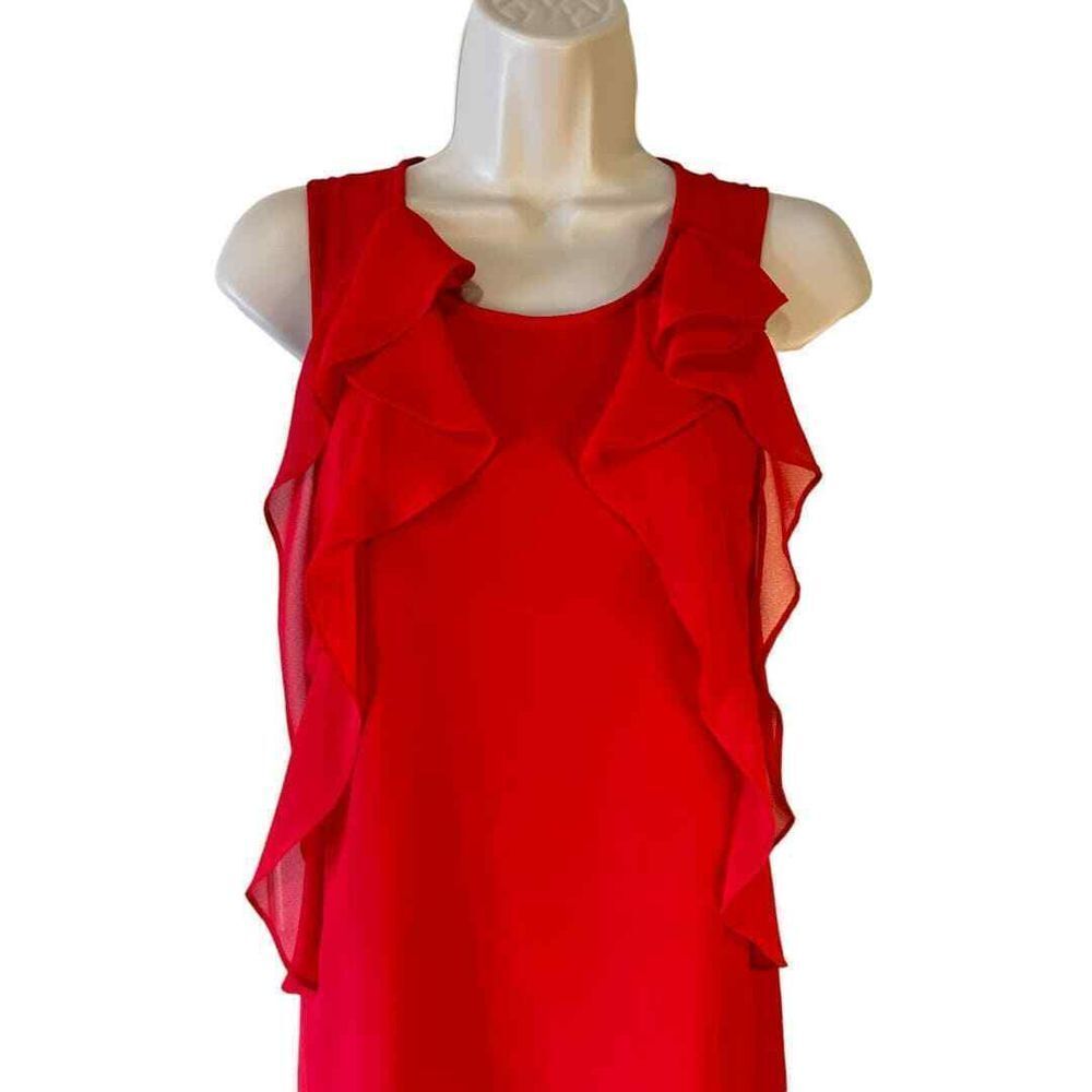 BCBGenration Red Ruffle Shift Dress - Haute Poppy
