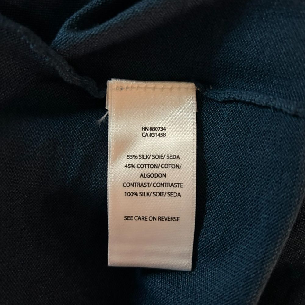 BCBGMAXAZRIA Elegant Blue Puff Sleeve V - Neck Silk Blend Top - Haute Poppy