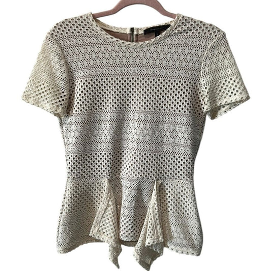 BCBGMAXAZRIA Lace Peplum Top - Haute Poppy