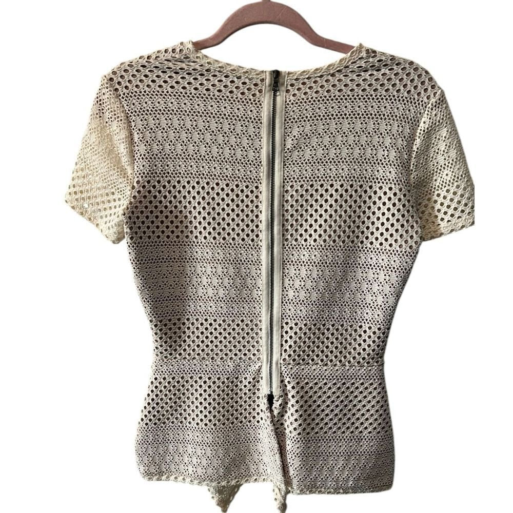 BCBGMAXAZRIA Lace Peplum Top - Haute Poppy