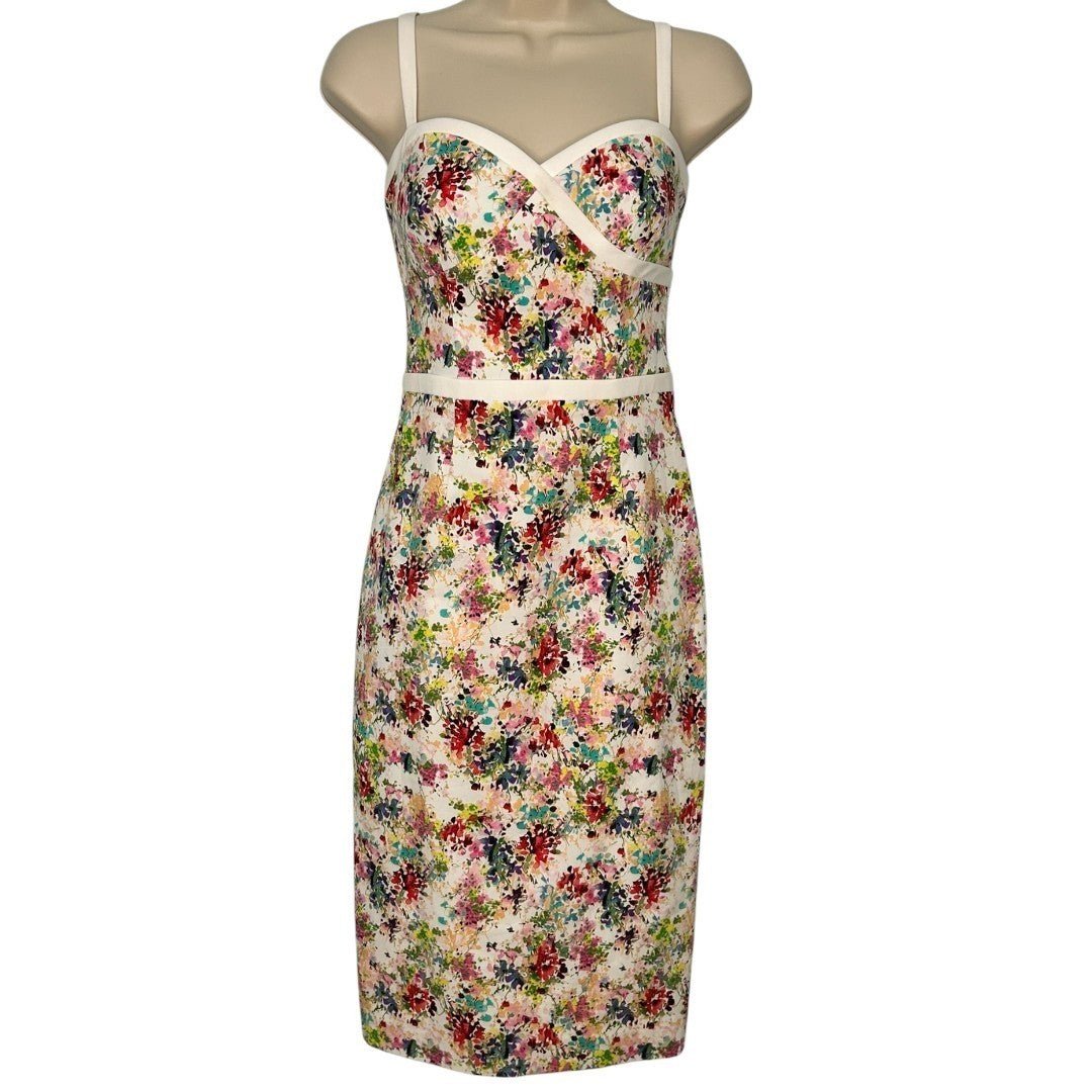 Black Halo Daria Floral Print Dress Sleeveless Sheath Cocktail Party - Haute Poppy
