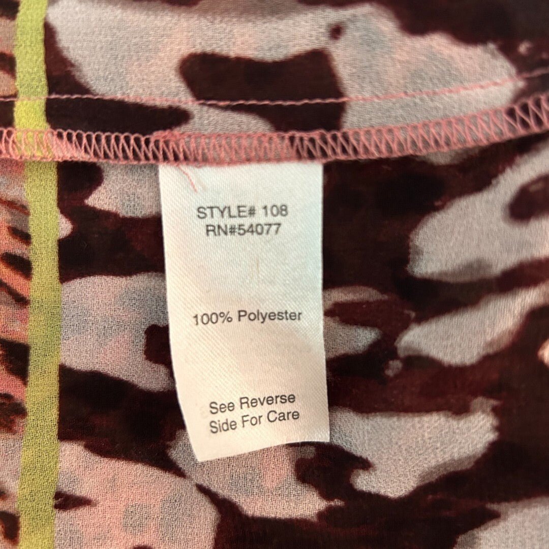 Cabi Animal Print Button Down Sleeveless Top Blouse Sheer - Haute Poppy