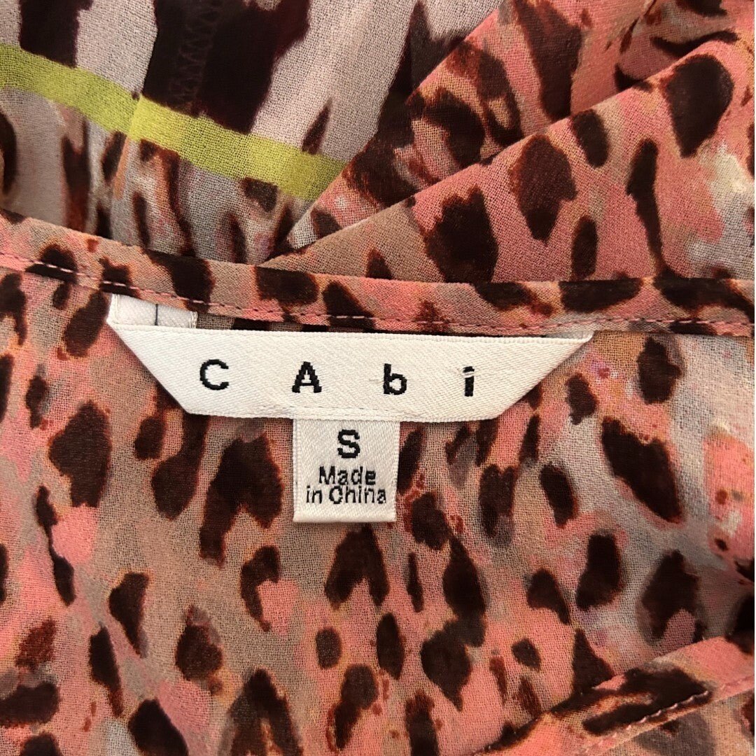 Cabi Animal Print Button Down Sleeveless Top Blouse Sheer - Haute Poppy