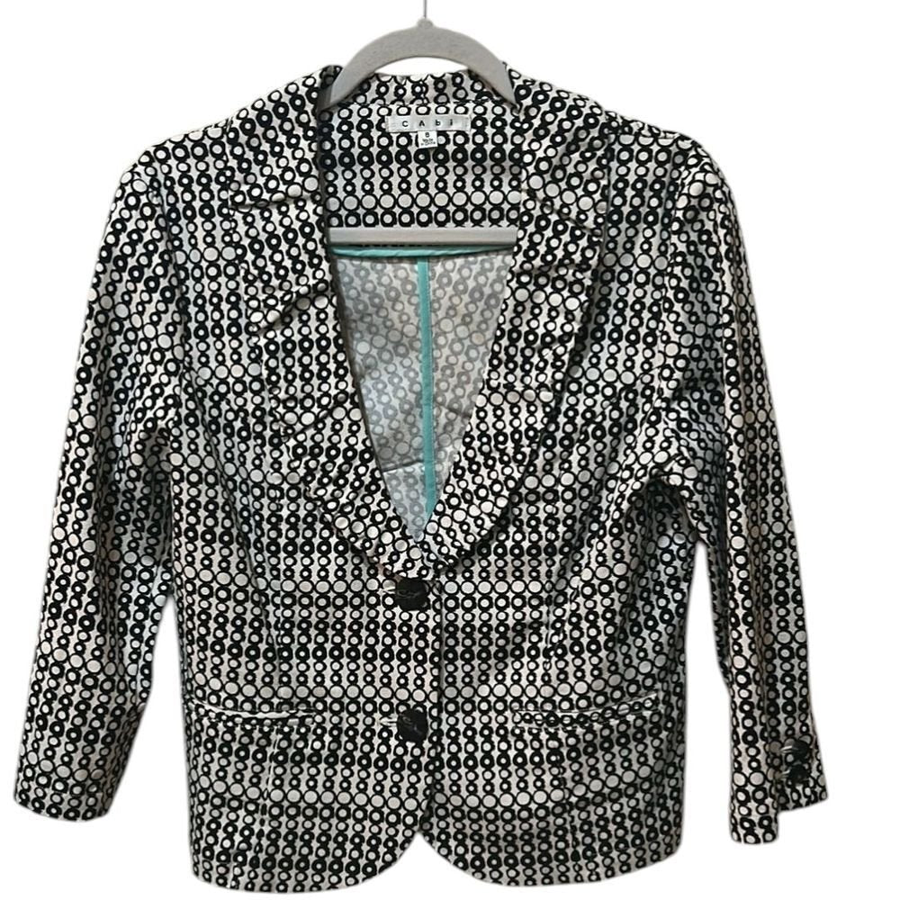 Cabi Du Jour Blazer Geometric Circle Print 3/4 Sleeve - Haute Poppy